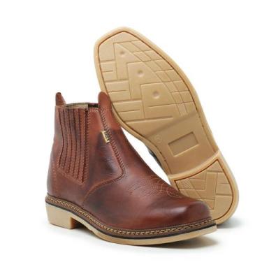 Imagem de Bota Botina Masculino Country Montaria Rodeio Em Couro Latego Pinhão S