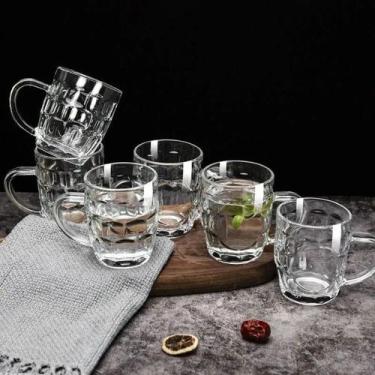 Imagem de Jogo 6 Copos Canecas Água Suco Vidro Conjunto 300ml 9,5 X 8 - Cheng Xi