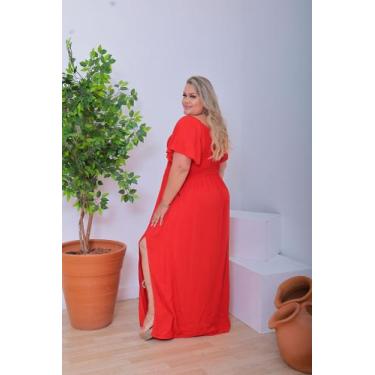 Imagem de Vestido feminino plus size longo moda blogueira manga godê  - Snazzy S