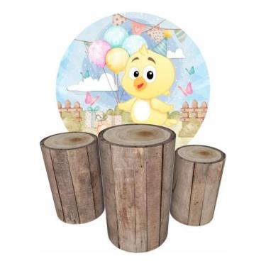 Imagem de Trio Capas Cilindro + Painel 1,50m Pintinho Amarelinho - Fadrix