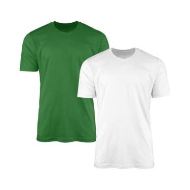 Imagem de Kit 2 Camisetas AMGK Masculina Lisa Básica 100% Algodão, Masculino, Ve
