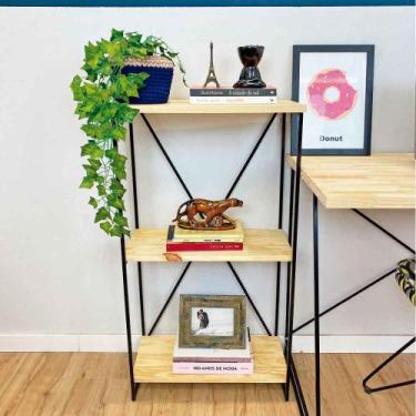 Imagem de Aparador Industrial Slim de Ferro e Madeira Natural e Preto - ArtFacto