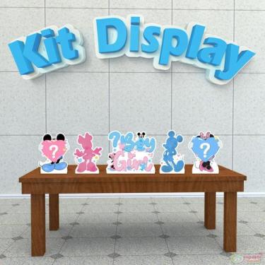 Imagem de Kit 5 Displays De Mesa Chá Revelação Mickey e Minnie Aquarela - IMPAKT