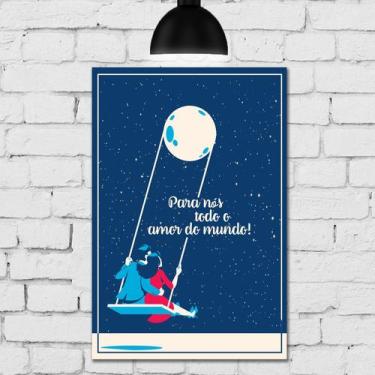 Imagem de Placa Decorativa MDF Frase Lua Amor 30x40 - Quartinhos