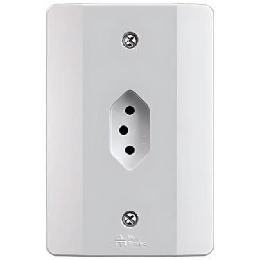 Imagem de Tomada Vertical 10a 3 Pinos 2p+t Branco Mectronic Com Espelho
