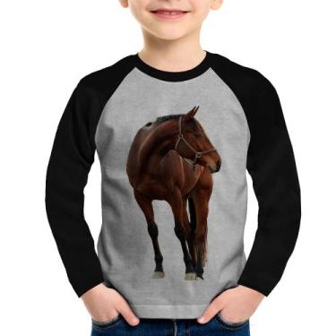 Imagem de Camiseta Raglan Infantil Cavalo Andaluz Manga Longa - Foca na Moda, Ci