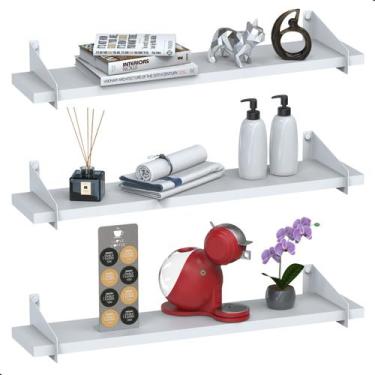 Imagem de 3 Prateleiras De Madeira Estilo Industrial Suspensa Max50b - HomeFull,