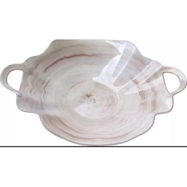 Imagem de Bandeja Oval Com Alças Marmorizada Plastico - Injetemp
