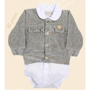 Imagem de Kit Body + Casaco Plush Bebe Menina Luxo Inverno Katita 2366, TAM 1 AN