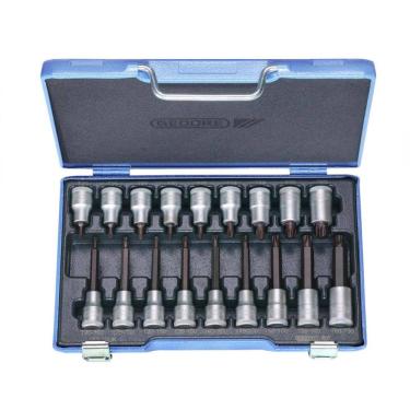 Imagem de Jogo de Chaves Soquetes Tork Hexalobular de T20 à T60 Encaixe 1/2" com 18 Peças - Gedore 024797
