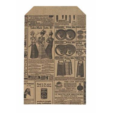 Imagem de 50 Qty 6x9 Newspaper print Paper Kraft Bags,Vintage style Newsprint Favor Craft Bag