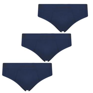 Imagem de Kit 3 Cueca Selene Masculina Slip  sem costura Microfibra, Azul, P