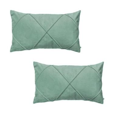 Imagem de Kit 2 Capas para Almofada Drapeada em Veludo Retangular 50x30 com Ench