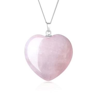 Imagem de You are My Only Love Colar com pingente de coração grande pedra preciosa natural cura cristal quartzo Reiki Chakra pedras preciosas 45 cm Presentes de aniversário para mulheres e meninas