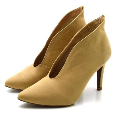 Imagem de Sandália Lisa Feminina Ankle Boot Moda Casual Aberta Salto e Bico Fino Calce Fácil Mulher Elegante