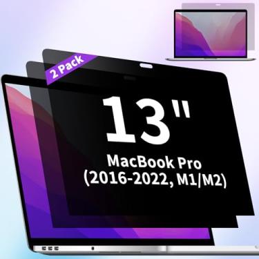 Imagem de ANTOGOO V Pacote com 2 películas de privacidade compatíveis com MacBook Pro de 13 polegadas (2016, 2017, 2018, 2019, 2020, 2021, 2022, M1, M2), filtro fosco antibrilho de luz azul fosco para laptop