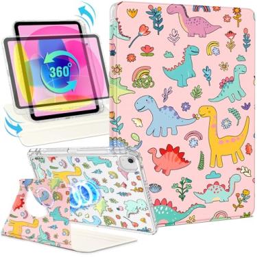 Imagem de Shorogyt Capa magnética para iPad Air de 11 polegadas 2024 Air 6ª/5ª/4ª geração 10,9 polegadas/para iPad Pro de 11 polegadas com suporte magnético para mulheres - capas giratórias de 360 graus fofas