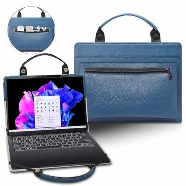 Imagem de Capa para laptop Acer TravelMate P4 14 TMP414-51 TMP414-51-506U TMP414-51-58VH com bolsa portátil com alça de bolsa, azul