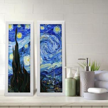 Imagem de Kit 2 Quadros Decorativos Lavabo Arte Noite Estrelada Van Gogh - Deliq