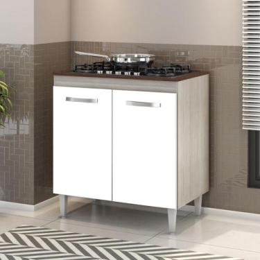 Imagem de Balcão para cooktop 4 e 5 bocas 2 portas Montana Elmo/Branco HR Móveis