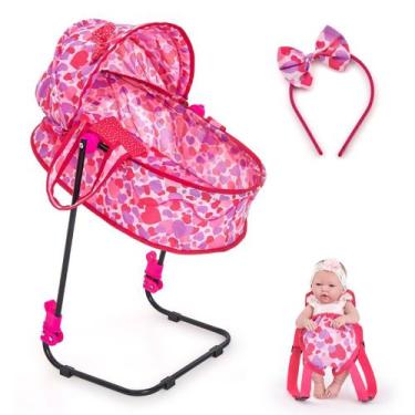 Imagem de Berço De Boneca Ninar Bebê Reborn Milan com Bolsa e Canguru - Sag Toys