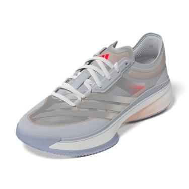 Imagem de adidas Tênis de basquete unissex Adizero Select 3.0, azul halo/prata metálico/coral pó, 41 masculino