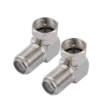 Imagem de POBADY TV Antena F Tipo Ângulo Reto 90 Graus Adaptador F Tipo Macho para Fêmea Ângulo Reto 90° Conector para TVs Montadas na Parede, Placas de Parede, Satélite,Gabinetes e Cabo Coaxial Coaxial(2pcs)