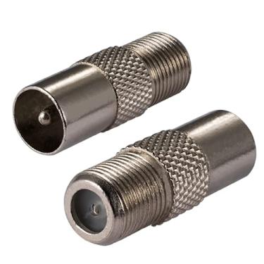 Imagem de POBADY TV Antena Cabo Coaxial Adaptador F Tipo Fêmea para TV Macho Adaptador DVB-T T2 Sintonizador de TV Adaptador de Antena HD TV para TV Ariel BK LED 4K 3D UHD TV (2 pcs)