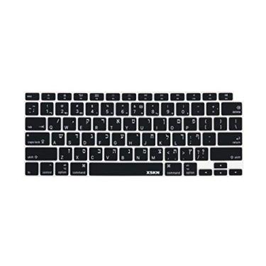 Imagem de Capa de teclado XSKN hebraico/inglês de design bilíngue preta de silicone para MacBook Air de 2020 de 13 polegadas A2179 com Touch ID - Versão dos EUA