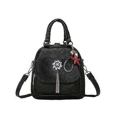 Imagem de Mochila feminina multifuncional bolsa de ombro feminina pequena bolsas femininas mochilas para meninas bolsa(Black)