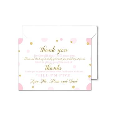 Imagem de Cartões de agradecimento chá de bebê ouro rosa (pacote com 25) – Notas fofas de chá de bebê com envelopes, mensagem pré-preenchida, personalizável princesa em branco, cartões de agradecimento para chá