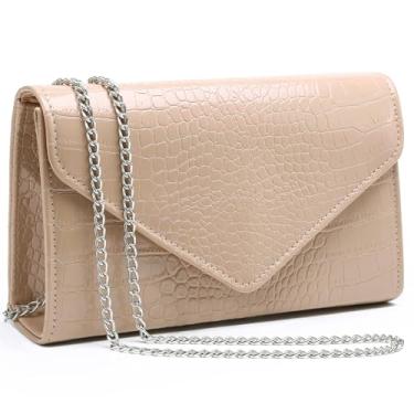 Imagem de Dasein Bolsas femininas de noite com glitter formais bolsas de casamento bolsas de mão para festa elegante bolsa de mão coquetel formatura, 2 - crocodilo nude