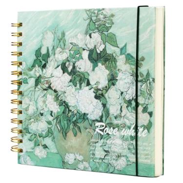 Imagem de SuyuanArt Caderno quadrado de capa dura 20 x 20 cm, papel grosso sem ácido para desenho encadernado em espiral, bloco de esboço de arte de mídia mista portátil, presente de esboço de desenho para