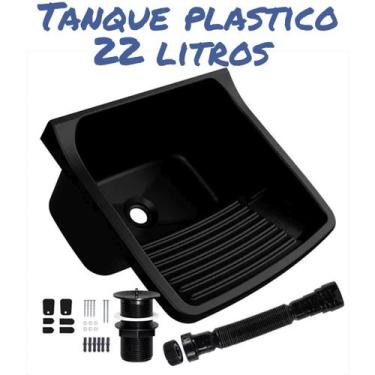 Imagem de Tanque Lavar Roupas Plástico 47 X 43cm Astra + Sifãos, Preto