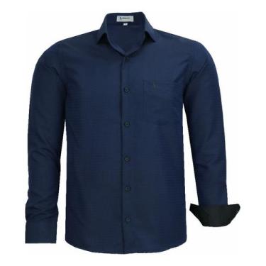 Imagem de Camisa Social Amil C/bolso Tecido Magnetado Não Amassa 1853, Azul, Mar