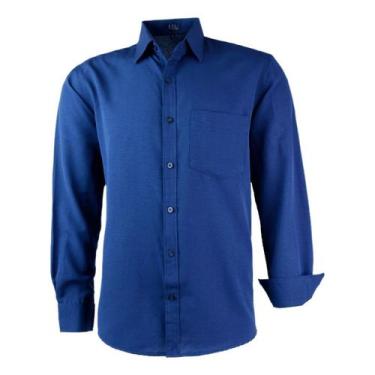 Imagem de Camisa Masculina Social Lbl Manga Longa Tecido Misto 3006, Azul, Marin
