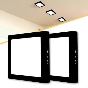 Imagem de 2 Painel Plafon Sobrepor De Led 25w Quadrado Bivolt Preto - VLED