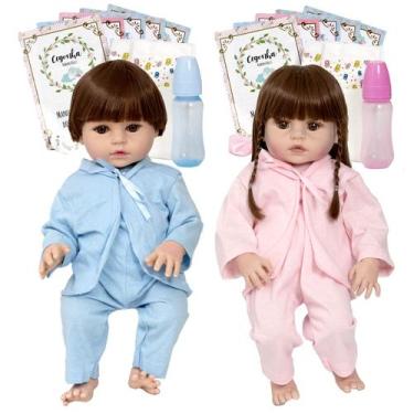 Imagem de Bebê Reborn Gêmeos Casal Menino Corpo de Silicone Realista - Cegonha R