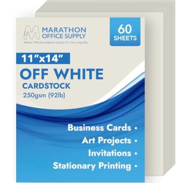 Imagem de Papel cartolina MOS Ledger – 28 cm x 35,5 cm, 250 g/m2, 60 folhas – Papel de cartaz branco pesado para menus, certificados e artesanato – Acabamento suave, adequado para impressão