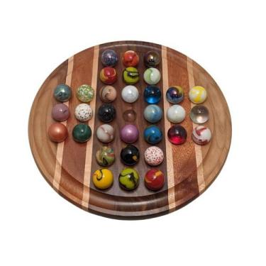 Imagem de Jogo de tabuleiro Marble Solitaire Marble Board Games feito à mão 11" 