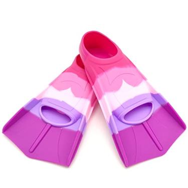 Imagem de Fadgesy nadadeiras de treinamento de natação, nadadeiras de silicone confortáveis para natação e mergulho, tamanho adequado para crianças, meninas, meninos e adultos (pequeno, seis cores-E)