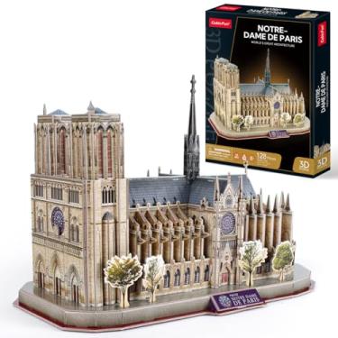 Imagem de CubicFun National Geographic Puzzle 3D Notre Dame de Paris Gótica kit modelo de edifício, 128 peças