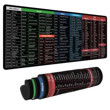 Imagem de Lucocia Excel/Word/Photoshop/CAD/Power Point Tapete de mesa, Windows Grande Gaming Office PC Mouse pad, Atalhos de teclado, tapete de mouse, tapete de mesa antiderrapante à prova d'água, GG 79,8 x 30