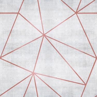 Imagem de Papel De Parede 5m Adesivo Geométrico Triângulos Cimento Queimado Cinza Detalhe Rose Gold