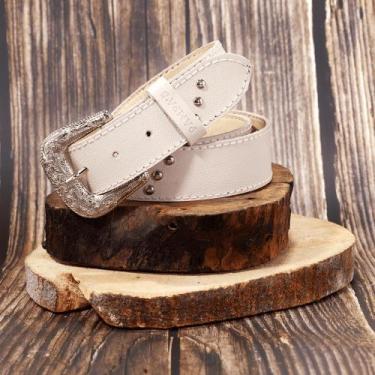 Imagem de Cinto Country Feminino Couro Estilo Rodeio Western com Rebites - Pampa