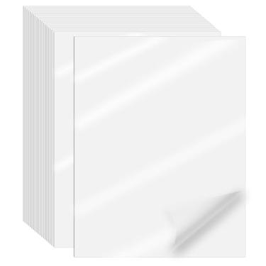 Imagem de Papel adesivo imprimível, 20 folhas de papel adesivo transparente para impressão, impressão a laser/jato de tinta - holográfico, tamanho carta (21,6 cm x 28 cm)