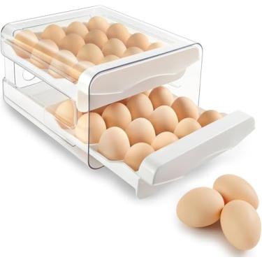 Imagem de Organizador Porta Ovos Geladeira Suporte Recipiente Armazenamento Transparente Bandeja Caixa Organizadora Cozinha Com 32 Cavidades Prático Premium