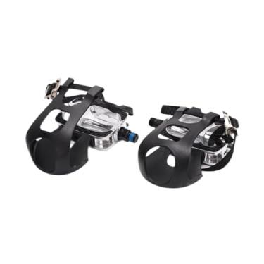 Imagem de menolana 2PCs Pedals de bicicleta de exercício Pedais anti -Slip de bicicleta com clipe e tiras do dedo do pé 9/16 "para bicicletas estacionárias