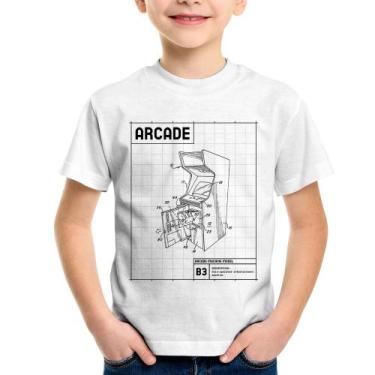 Imagem de Camiseta Infantil Arcade Fliperama Projeto - Foca na Moda, Branco, 12