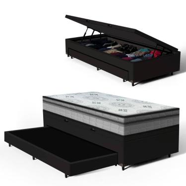 Imagem de Cama Box Baú com Colchão Espuma D33 Pillow In Anjos Ortosleep + Auxiliar Unique Solteiro 88cm